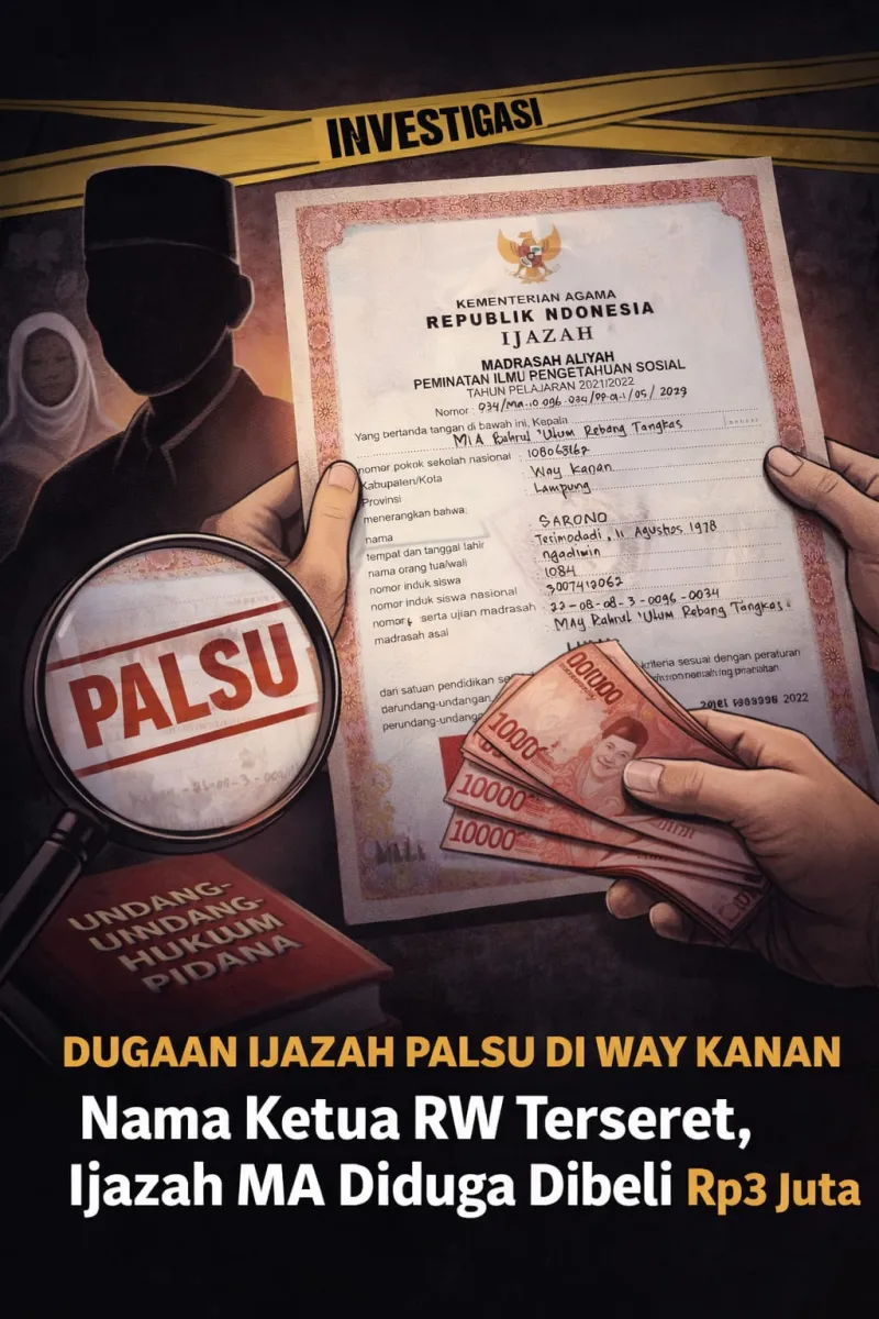 Dugaan Ijazah Tidak Sah di Way Kanan Mencuat, Aparat Diminta Lakukan Penelusuran
